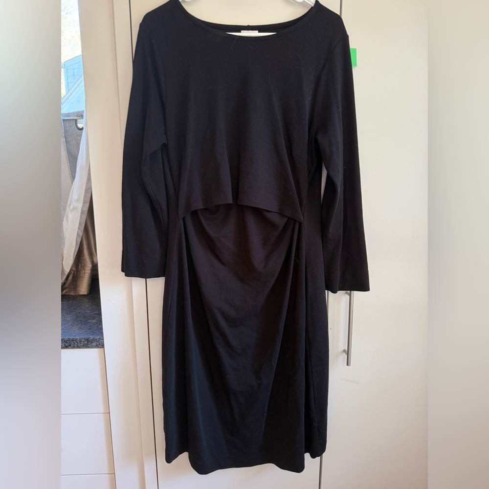 Boob Designs Long Sleeve Boat Neck Black Maternity/Nursing Dress, MSRP $109, XL - Picture 6 of 12